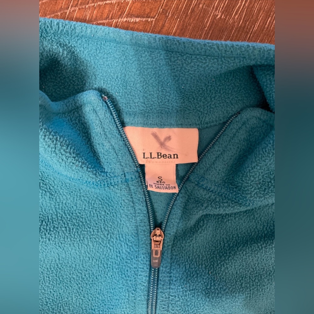 L. L. Bean Fleece Jacket Sz S Women's 1/4 Zip Pullover Shoulder Pocket Aqua Blue - Picture 3 of 12